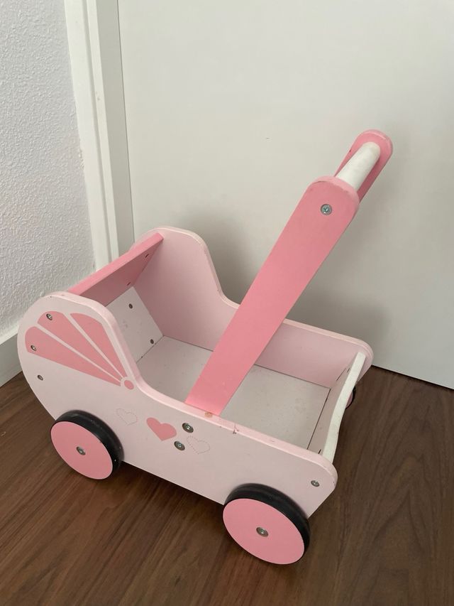 Carro de madera para niñas rosa