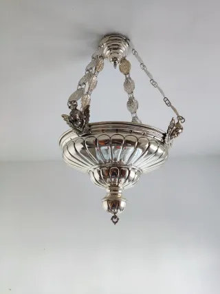 Lámpara aceitera de plata antigua