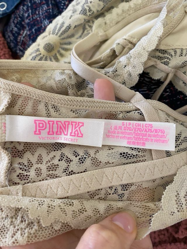 Reggiseno Pink pizzo beige taglia S