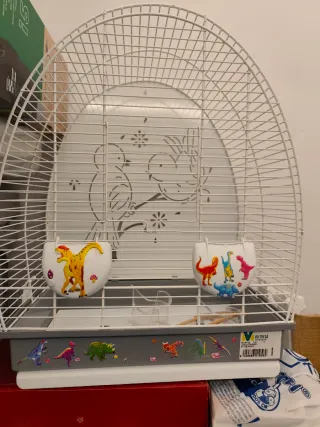 Jaula grande para pájaros con diseño de dinosaurio