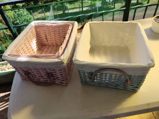 Cestas Zara Home Mimbre y Tela (3 uds)