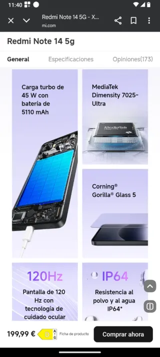 Xiaomi Redmi Note 14 5G 256GB Negro