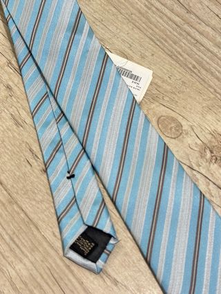Corbata Seda Rayas Azul y Gris