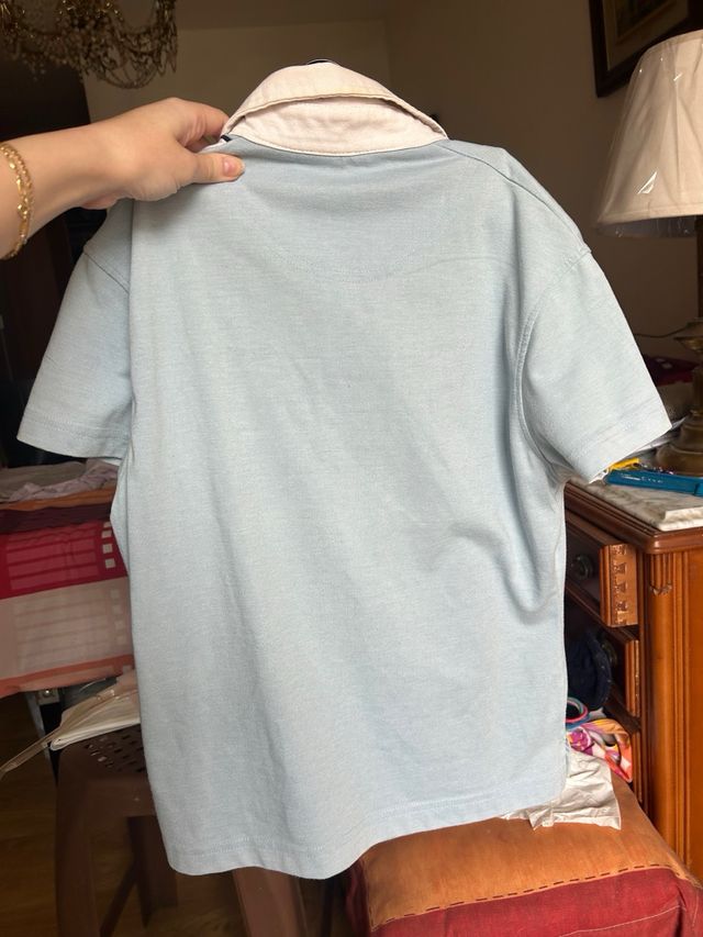 Polo Tommy Hilfiger azul y blanco