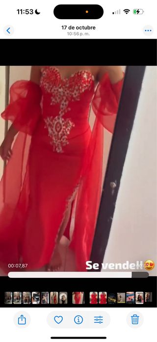 Vestido de fiesta rojo con pedrería