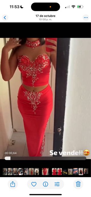 Vestido de fiesta rojo con pedrería