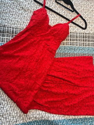 Vestido fiesta mujer rojo de encaje Talla M