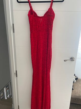 Vestido fiesta mujer rojo de encaje Talla M