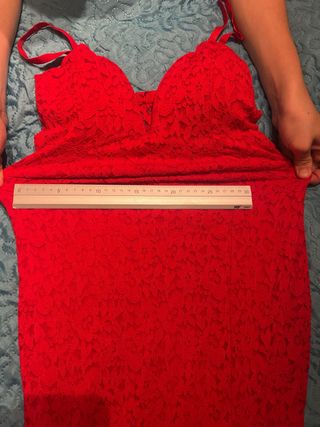 Vestido fiesta mujer rojo de encaje Talla M
