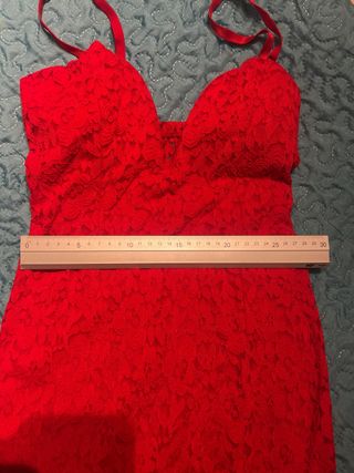 Vestido fiesta mujer rojo de encaje Talla M