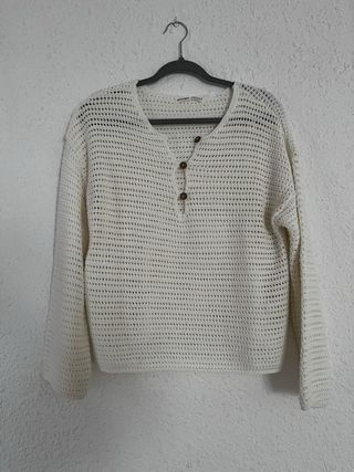Jersey calado blanco Pull&Bear