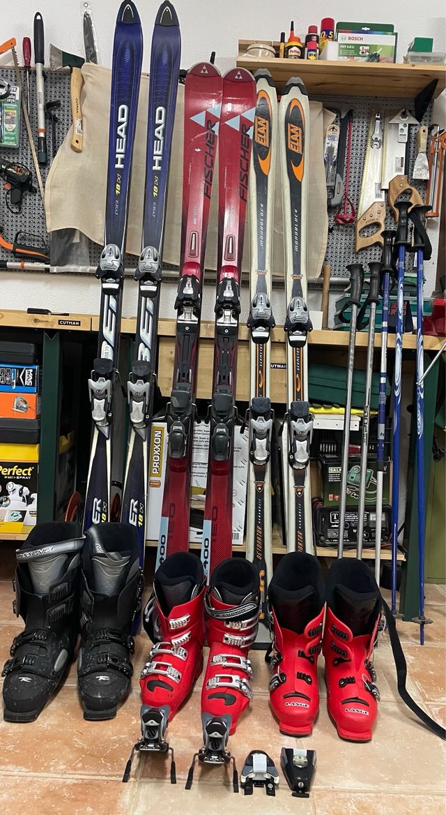 Conjunto 3 pares esquís y botas poco usados