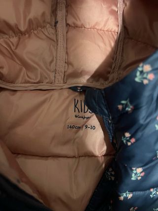 Chaqueta niña floral azul y rosa, talla 9-10