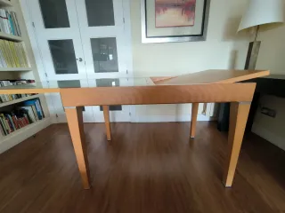 Mesa extensible cristal y madera