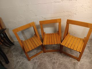 3 Sillas de Madera Plegables
