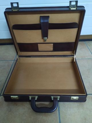 Maletín ejecutivo piel marrón y beige