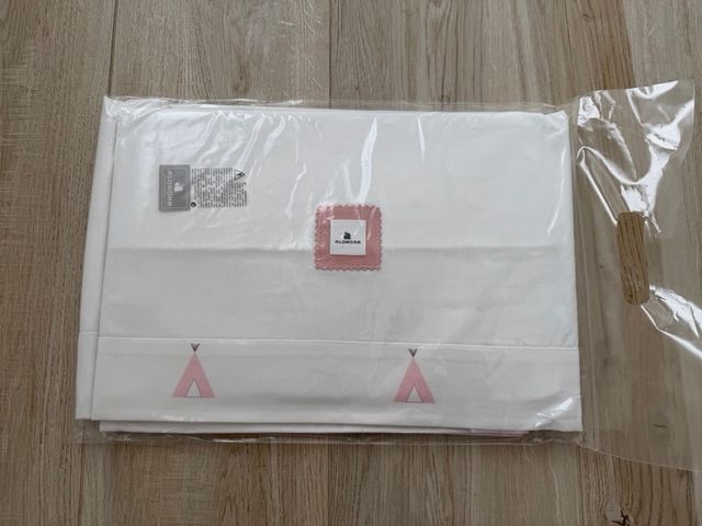 Juego de sábanas Alondra blanco y rosa