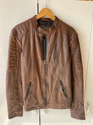 Chaqueta de piel Jack & Jones marrón
