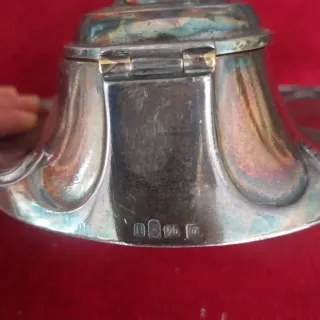 Antiguo tintero peltre Art Nouveau WMT