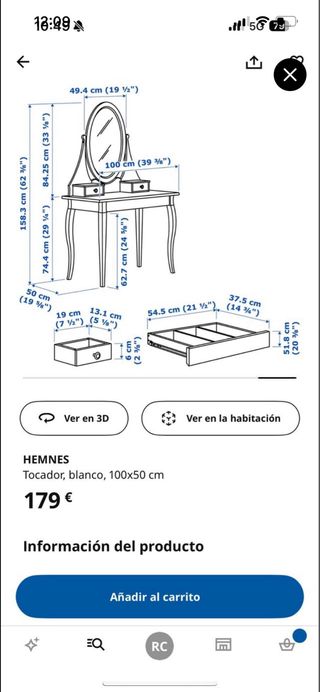 Tocador y banco blanco