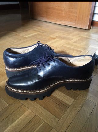 Zapatos Oxford Piel Azul Marino