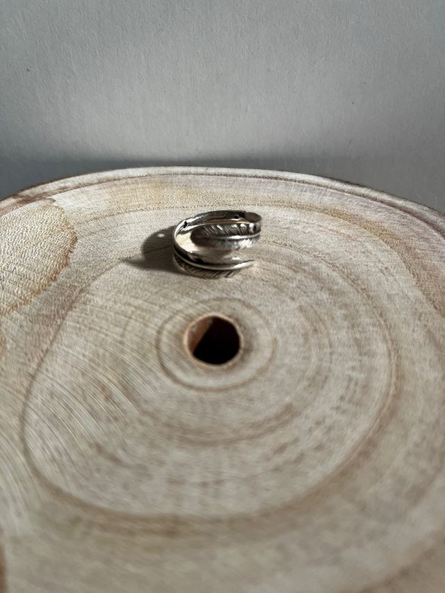 Anillo Pluma Plata Ajustable