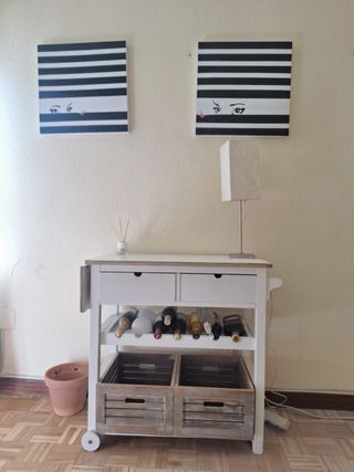 Mueble camarera auxiliar madera y blanco