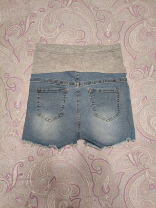 Pantalón corto vaquero premamá gris y azul