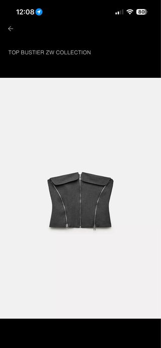Top bustier Zara cremalleras

