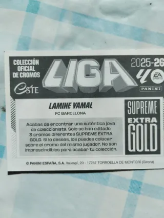 Cromo Lamine Yamal Supreme Extra Gold