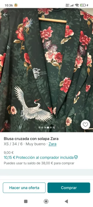 Blusa Zara Estampada Flores y Grullas