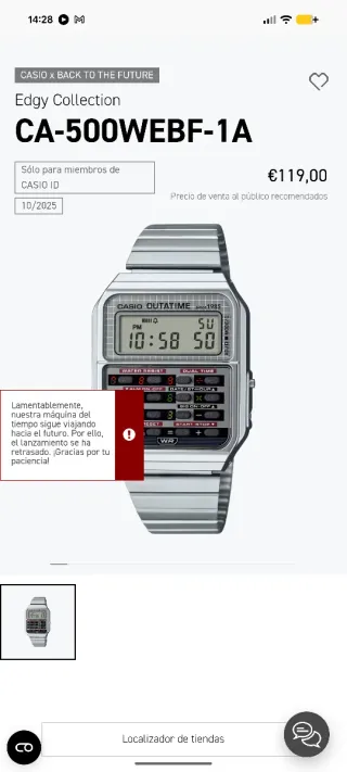 Reloj Casio Outatime Digital Plata y Negro