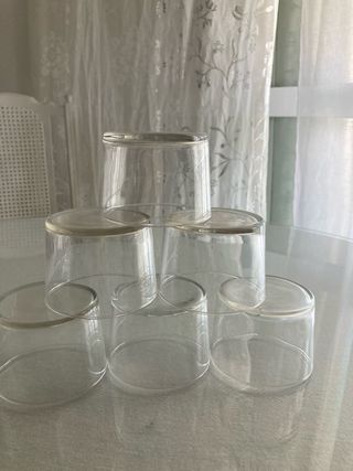 Juego 6 vasos chatos vidrio