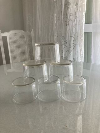Juego 6 vasos chatos vidrio