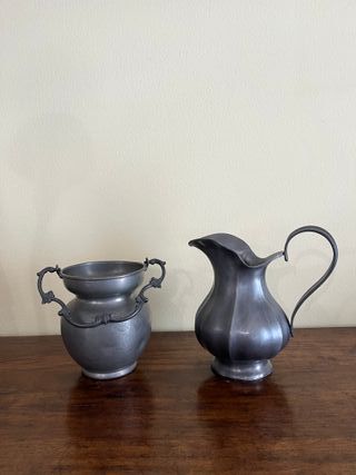 Coppia Brocca e Vaso in peltro