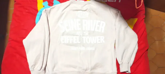 Sudadera rosa de la  Torre Eiffel,talla 11-12 niña
