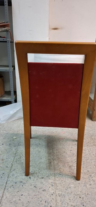 6 Sillas madera cerezo tapicería granate