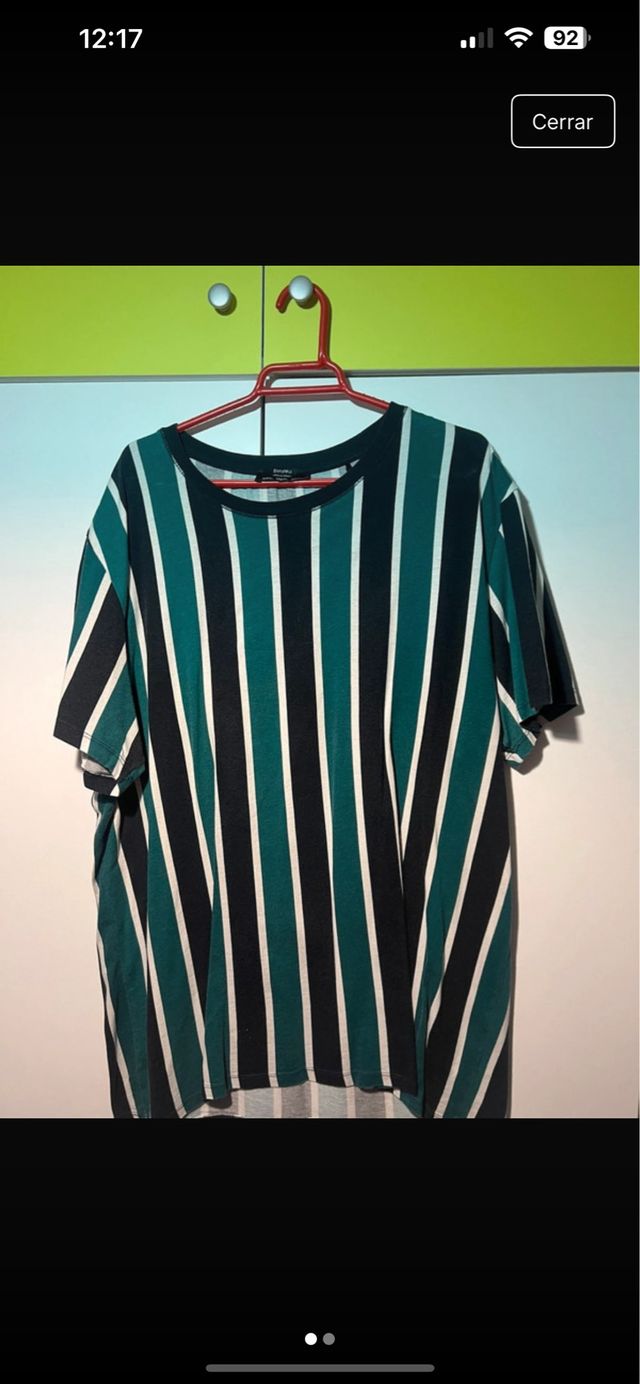 Camiseta Bershka Rayas Verdes y Negras