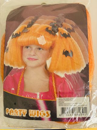 Peluca Halloween Naranja Murciélagos