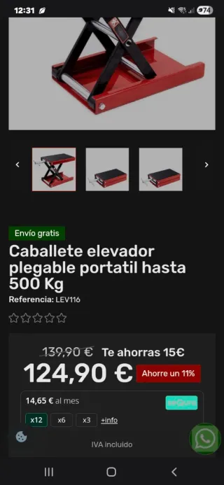 Caballete elevador moto hasta 500kg