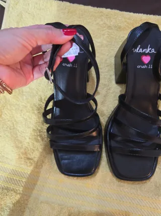 Sandalias Tacón Ulanka Talla 38 Piel Sintética