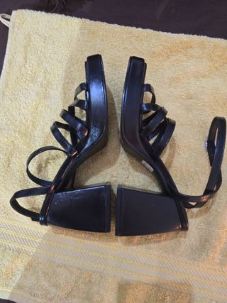 Sandalias Tacón Ulanka Talla 38 Piel Sintética