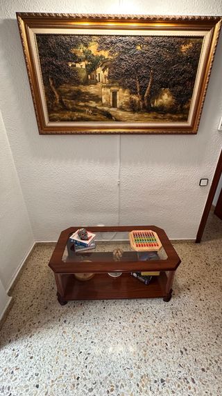 Mesa Centro Madera y Cristal
