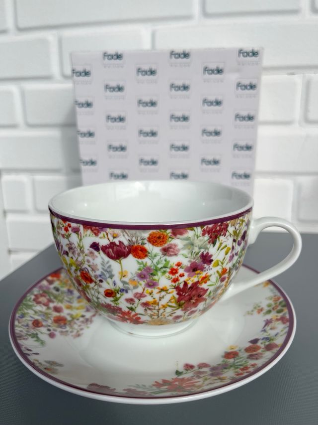 Tazas y platillos Fade porcelana floral