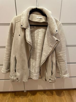 pelliza, cazadora, chaqueta piel beige borreguito