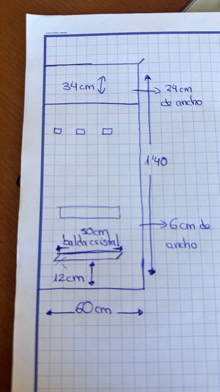 Mueble recibidor wengue con balda de cristal