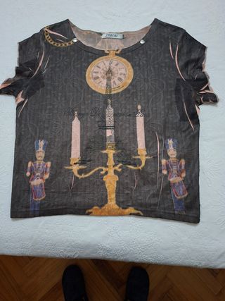 Camiseta estampada Torre Eiffel y reloj