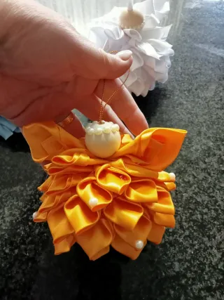 Anjos de Natal em Tecido Cetim (3 Unidades)