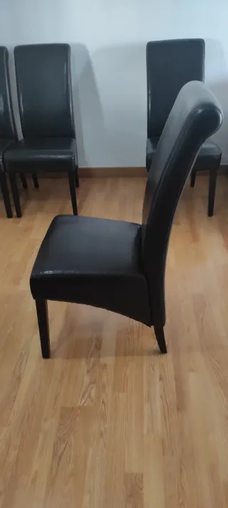 Juego de 4 Sillas Comedor Piel Negra