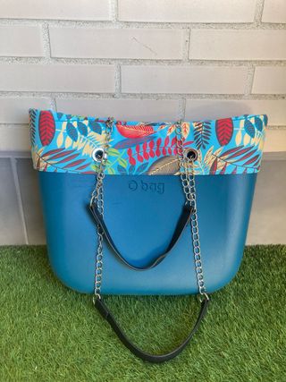 Bolso O Bag Teal con Forro Estampado